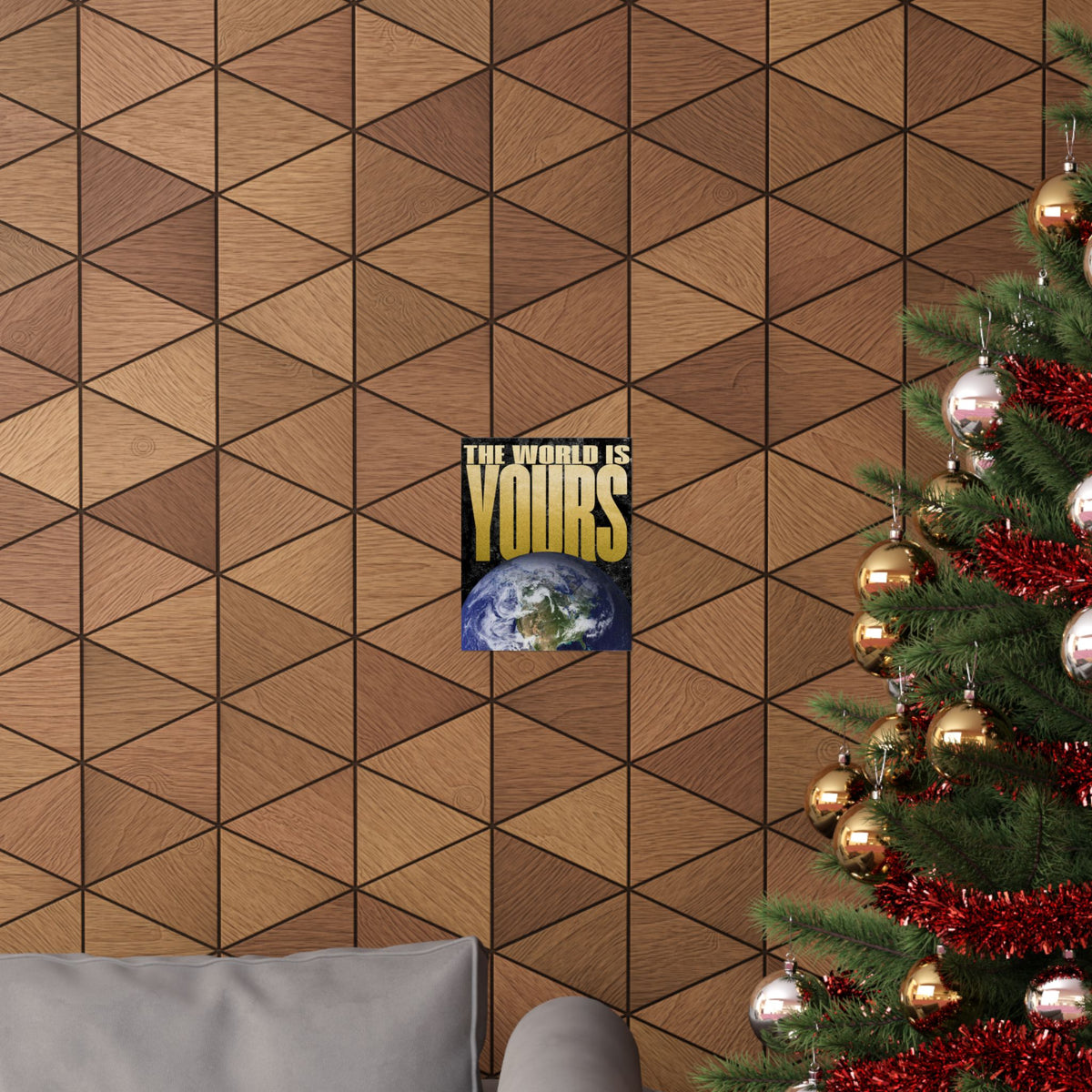 The World Is Yours Poster, Gold Typography Motivational Wall Art, Office and Dorm Decor