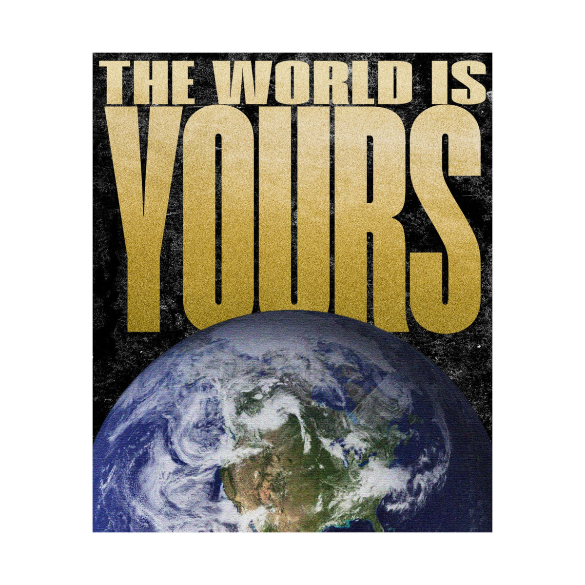 The World Is Yours Poster, Gold Typography Motivational Wall Art, Office and Dorm Decor