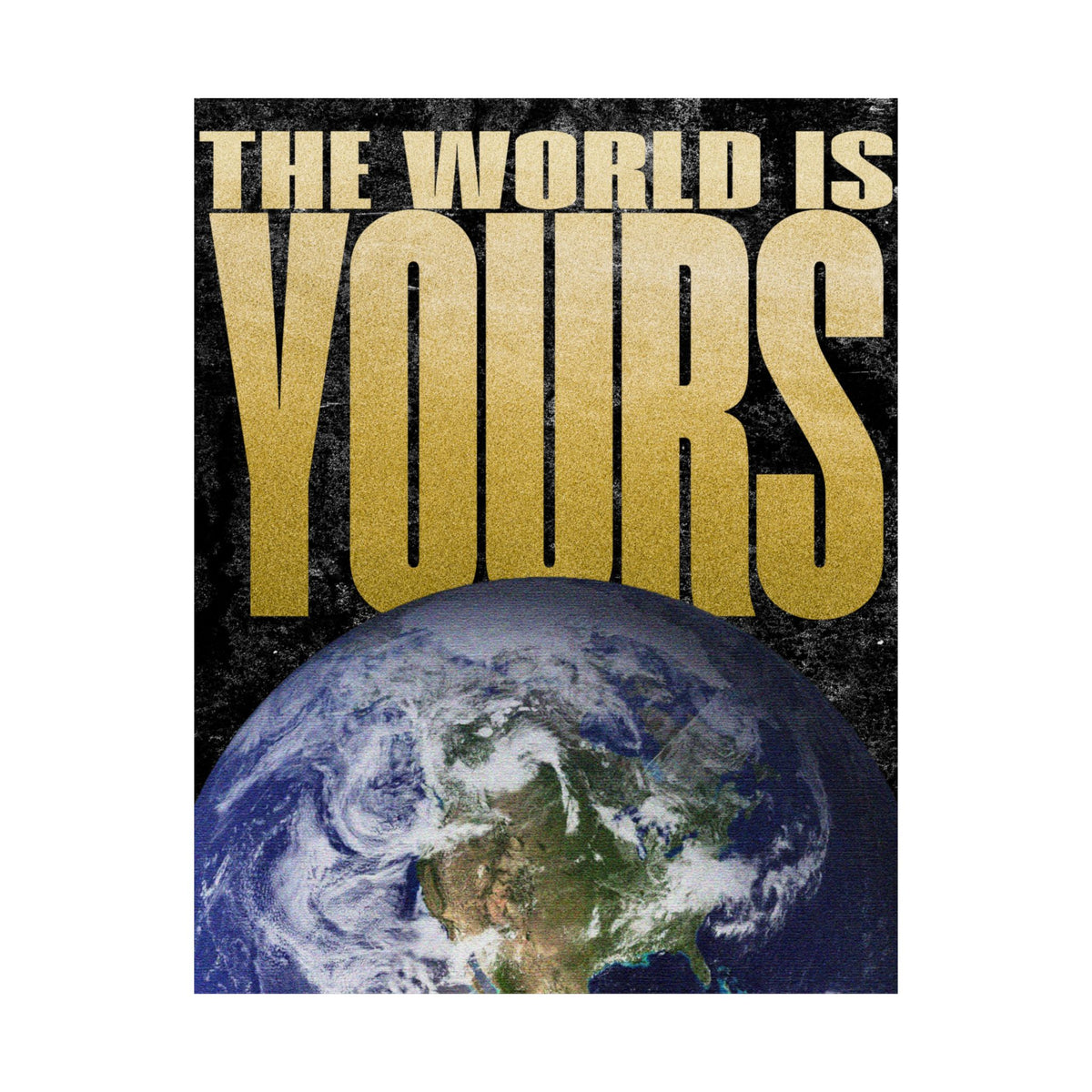 The World Is Yours Poster, Gold Typography Motivational Wall Art, Office and Dorm Decor